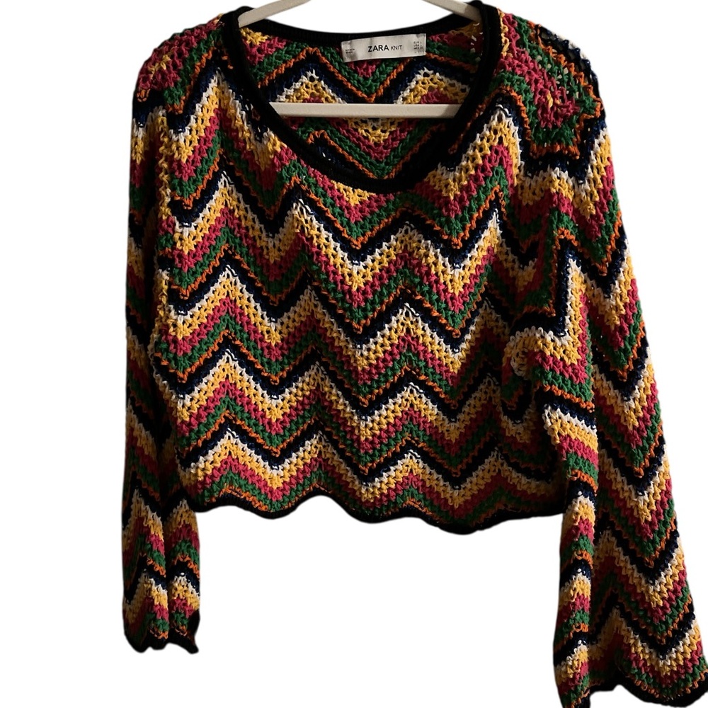Zara Multicolor Chevron Knit Sweater